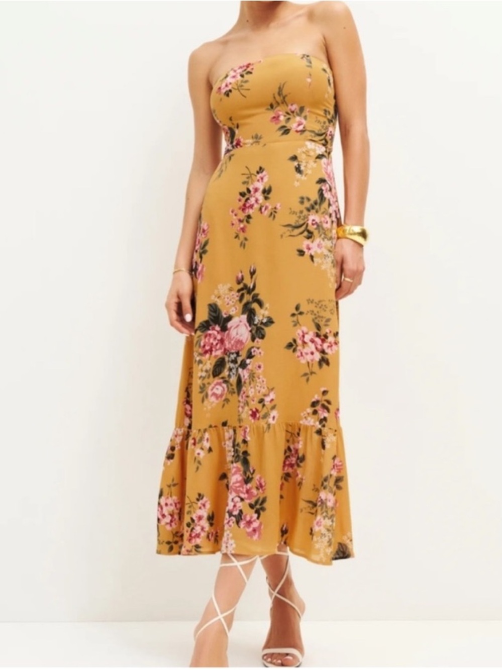 NWOT Reformation Arta Yellow Floral Dress